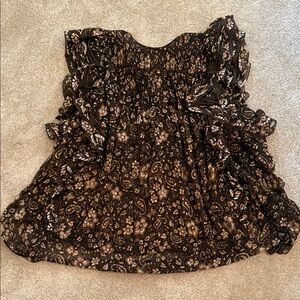 Ulla Johnson 100% silk floral ruffle sleeve top. Size 8